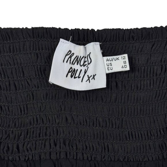 Princess PollyEmily Maxi Slip Dress SZ 8 Black Satin Gothic Whimsigoth Party - Picture 12 of 16